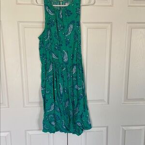 Green Paisley Sleeveless Dress